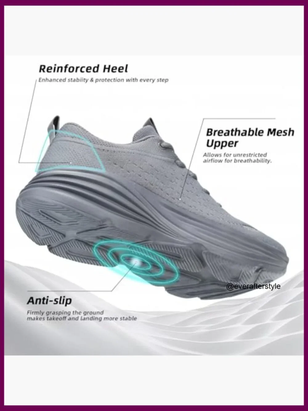 Men's Athletic Shoes with Memory Foam Insole, Breathable Mesh, EVA Soles